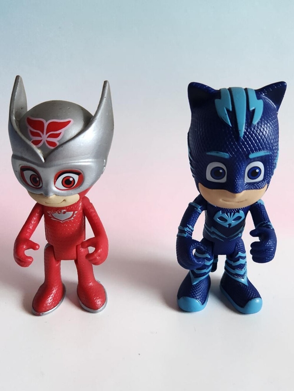 Set of 2 PJ Masks action figures — Catboy (blue) and Owlette (red/silver)